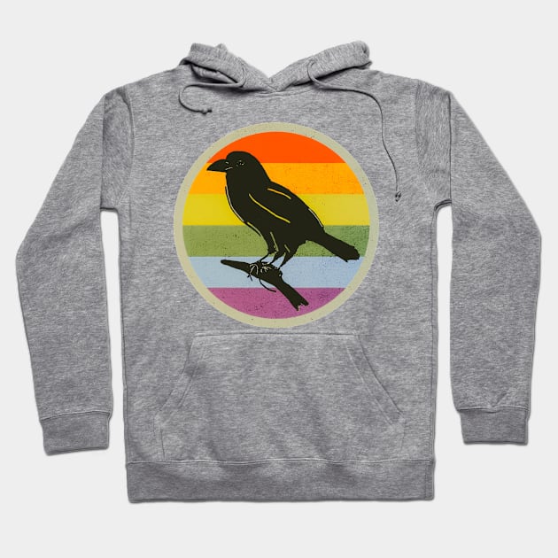 Crow Rainbow Faded Style Hoodie by jetartdesign